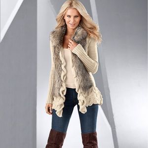 Faux fur cream sweater